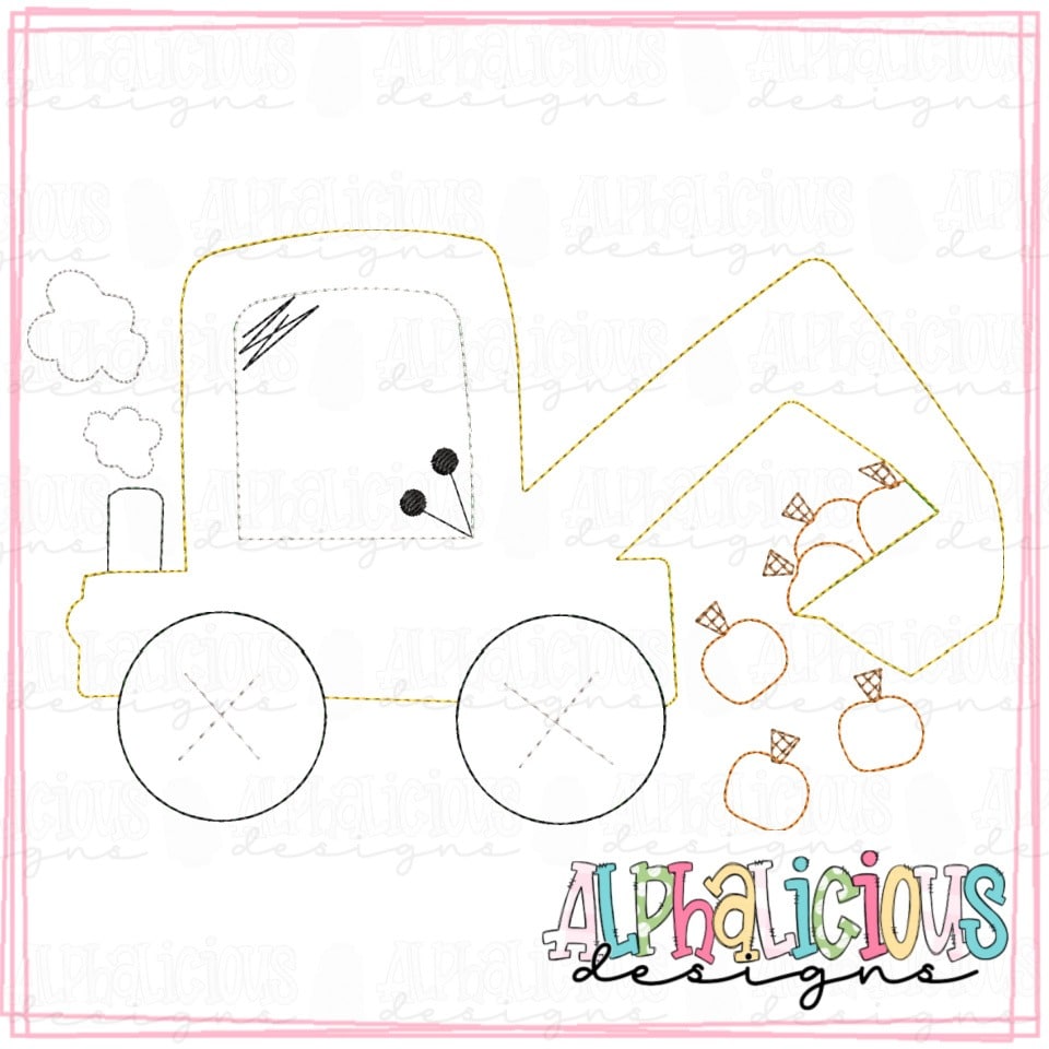Funky Backhoe with Pumpkins - Triple Bean