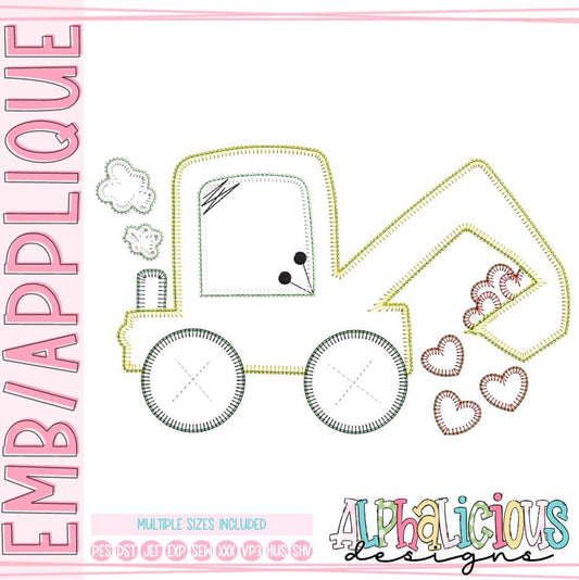 Funky Backhoe with Hearts - Blanket