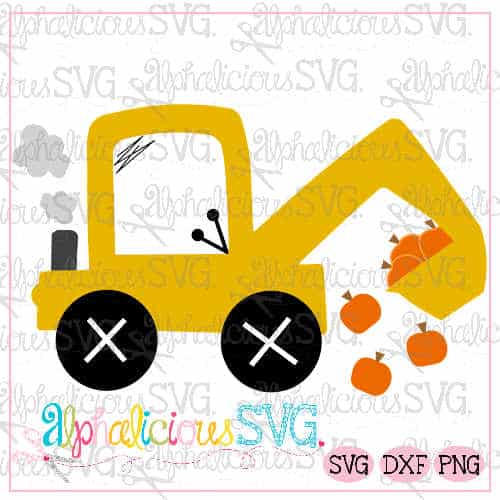 Funky Backhoe with Pumpkins - SVG