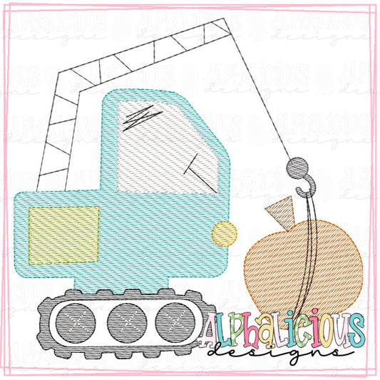 Funky Crane with Pumpkin - Sketch