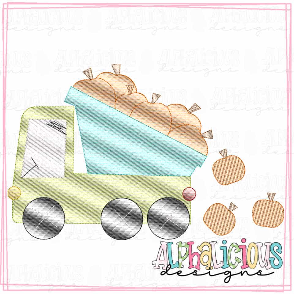 Funky Dump Truck with Pumpkins - Sketch