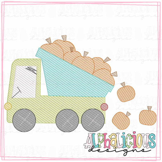 Funky Dump Truck with Pumpkins - Sketch