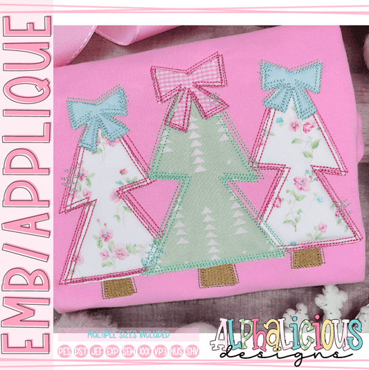 Funky Trees with Bow - Three In A Row - Triple Bean