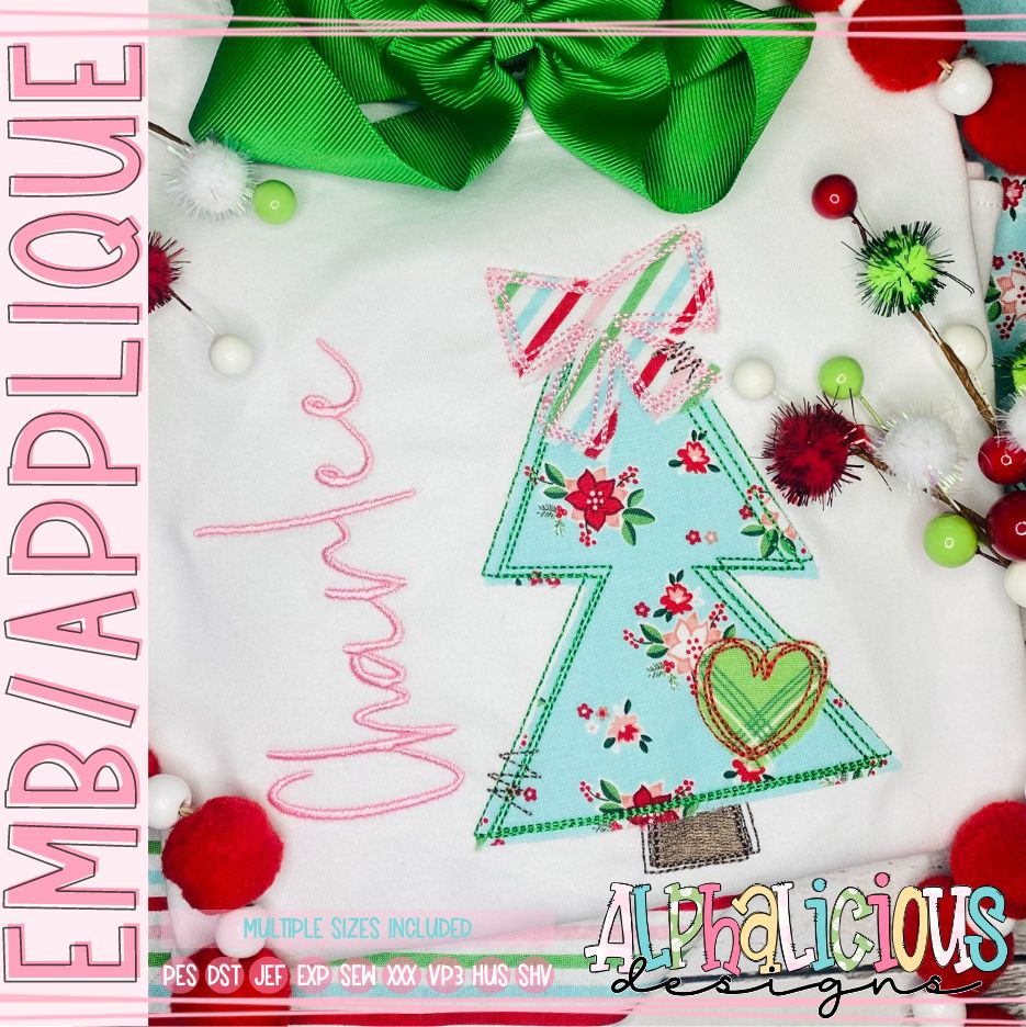 Funky Trees with Bow and Heart - Triple Bean