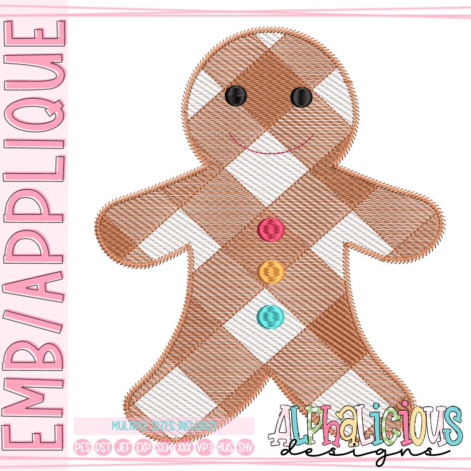 Gingerbread Man - Gingham - Sketch