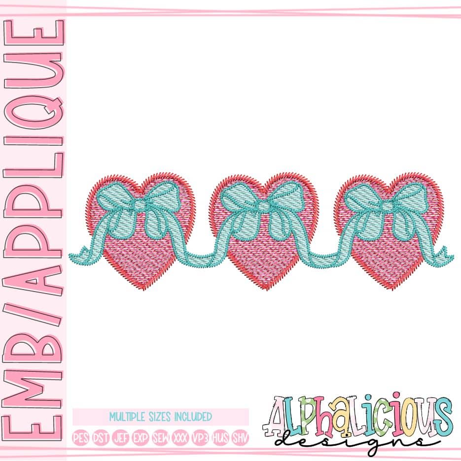 Hearts with Connecting Bow - Motif