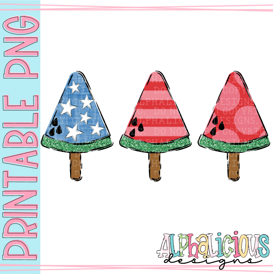 Patriotic Watermelon- Red and White- PNG