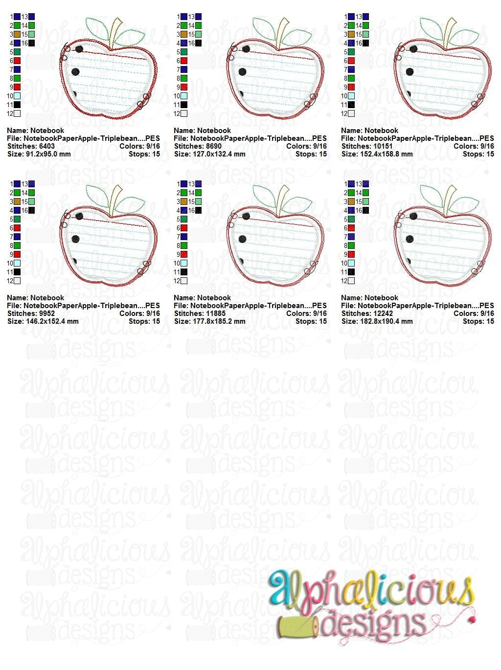 Notebook Paper Apple - Triple Bean