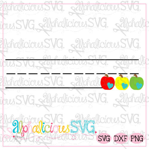 Paper Line with Apple and Heart - SVG