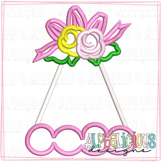 Party Hat with Flowers and Bow - Satin