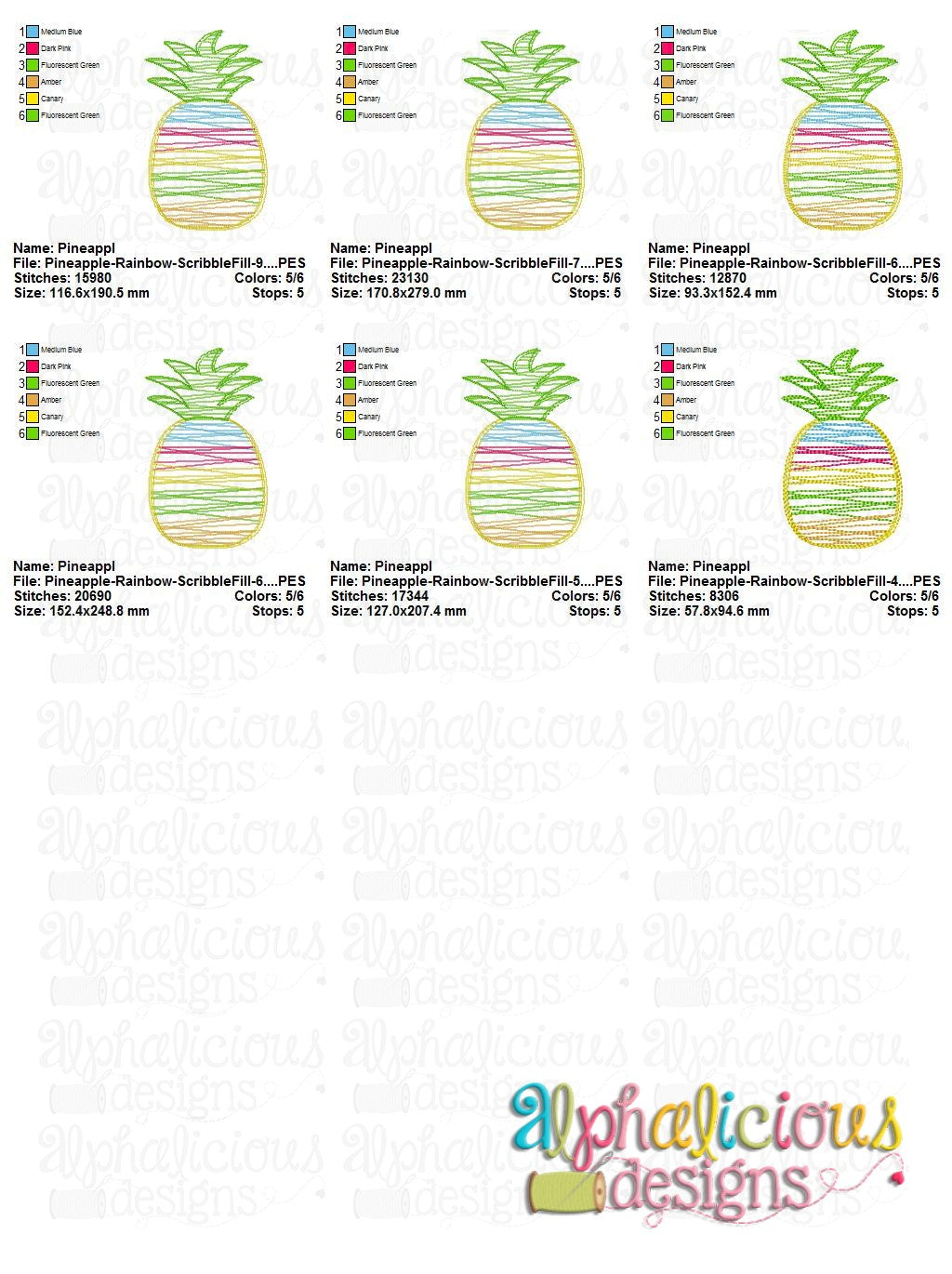 Pineapple Rainbow- Scribble Fill