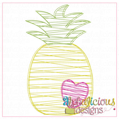 Pineapple with Heart- Scribble Fill