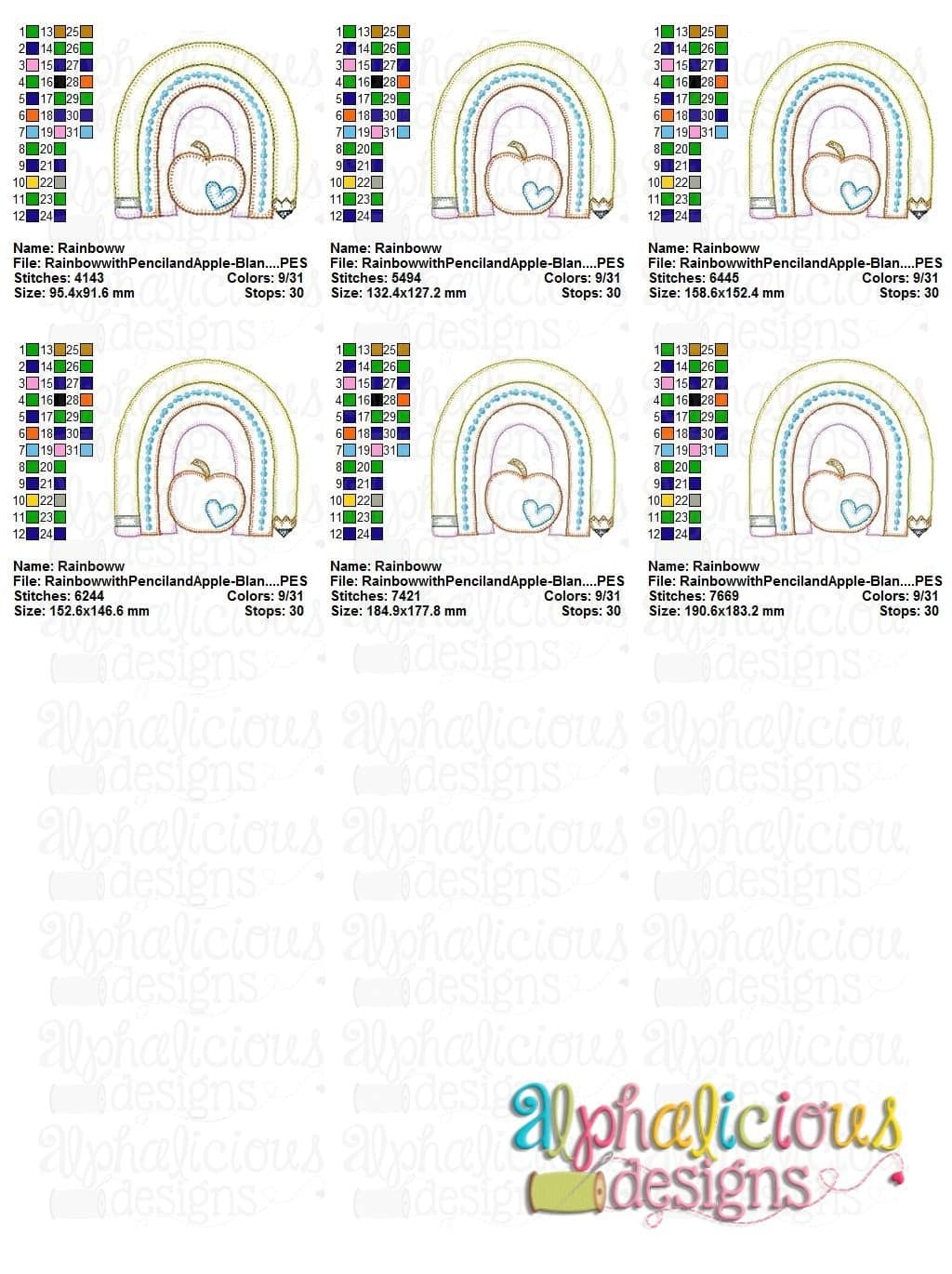 Rainbow with Pencils and Apple - Blanket