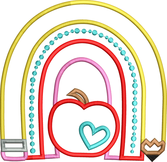 Rainbow with Pencil and Apple - Satin (Draft) - needs all files