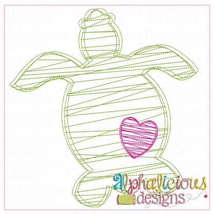 Sea Turtle with Heart- Scribble Fill