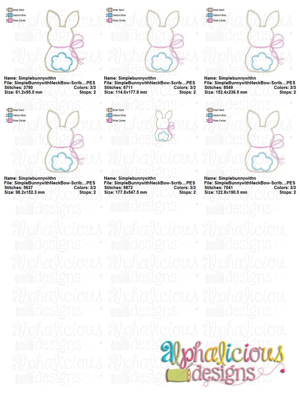 Simple Bunny with Neck Bow - Scribble