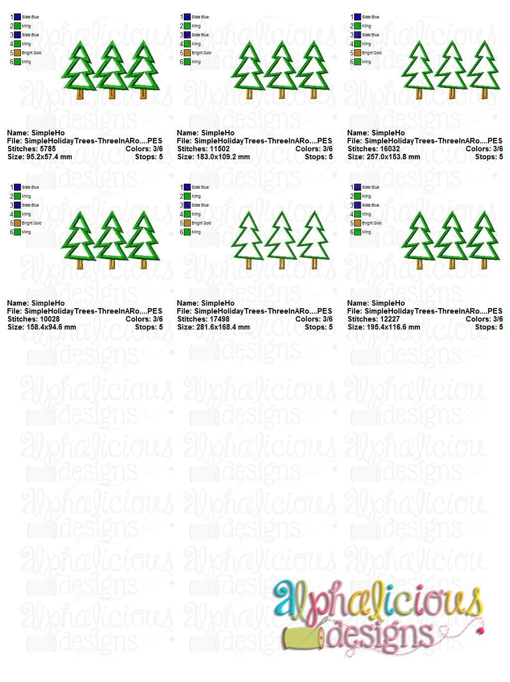 Simple Holiday Trees - Three in a Row - Satin