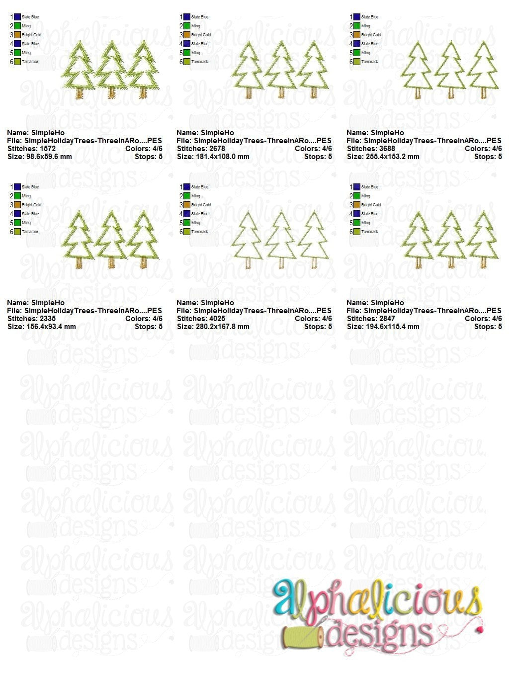 Simple Holiday Trees - Three in a Row - ZigZag