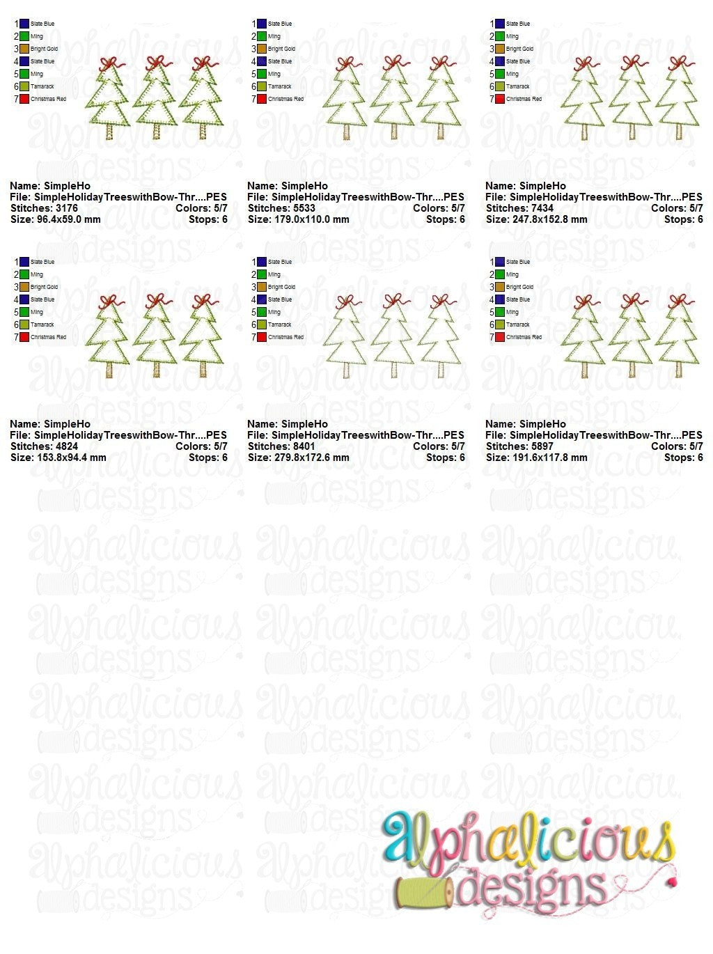 Simple Holiday Trees with Bow - Three in a Row - Blanket