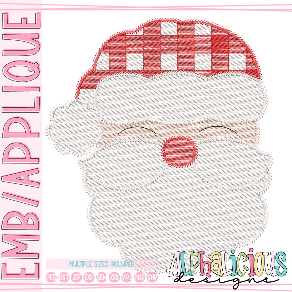 Simple Santa - Gingham - Sketch