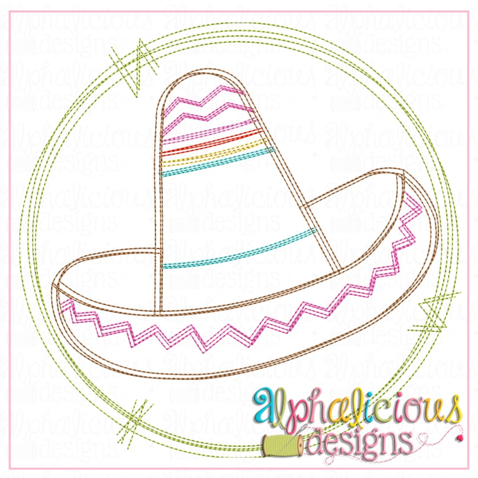 Sombrero in Circle Frame- Scribble