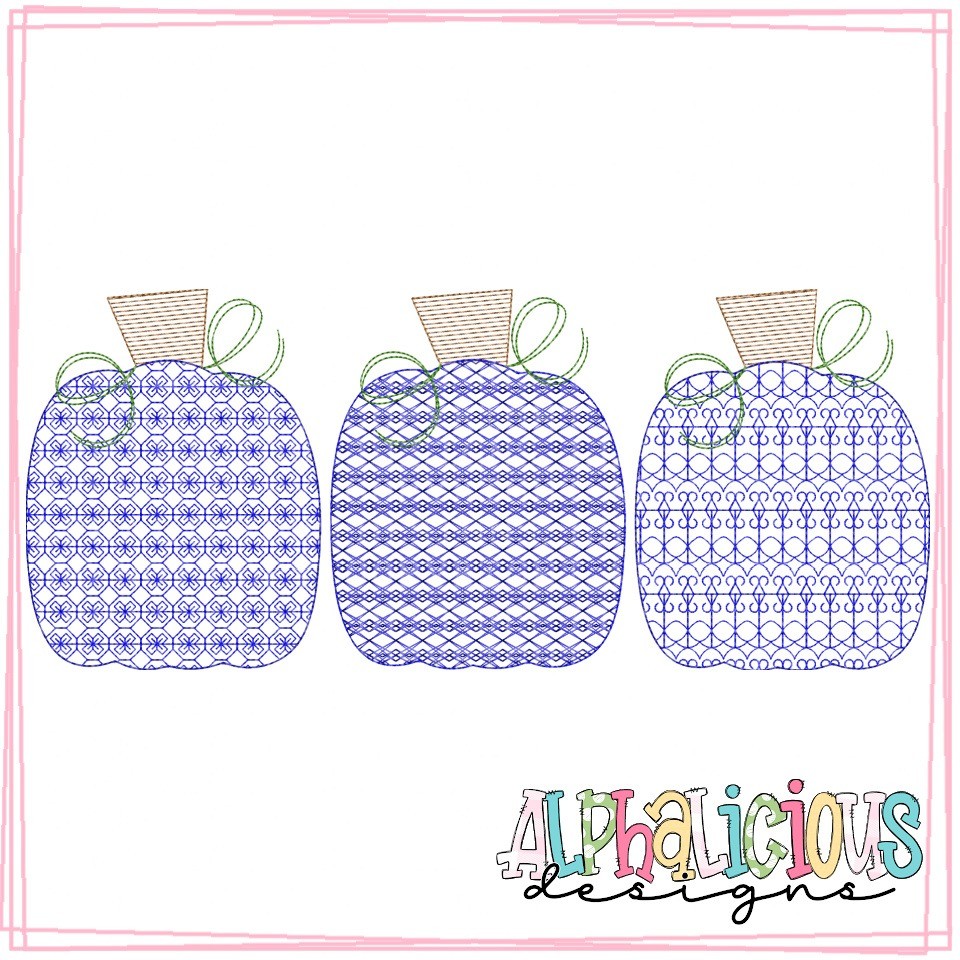 Ornate Pumpkin Trio - Tall - Motif