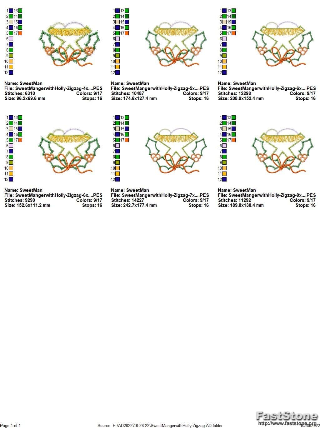 Sweet Manger with Holly - Zig zag
