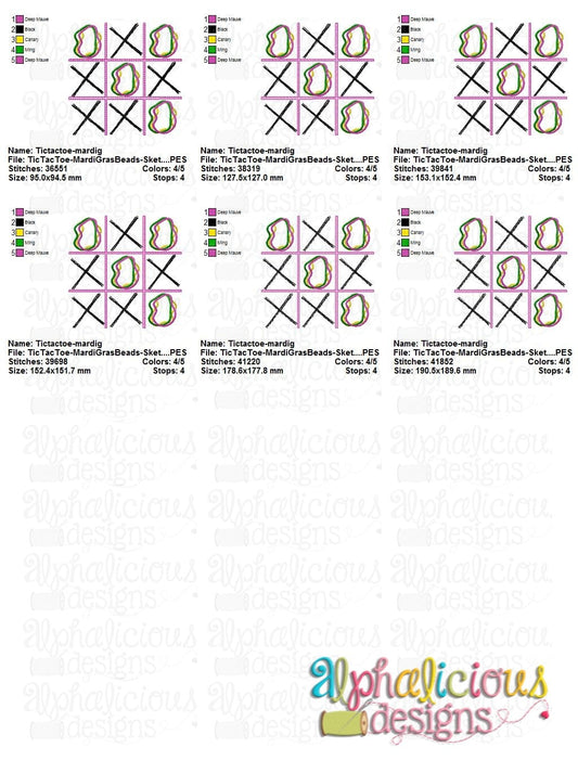 Tic Tac Toe - Mardi Gras Beads - Sketch