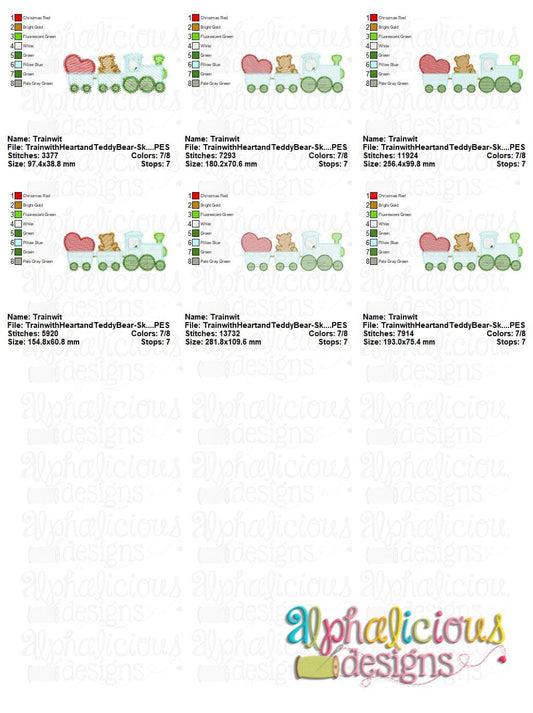 Train with Heart and Teddy Bear - Sketch