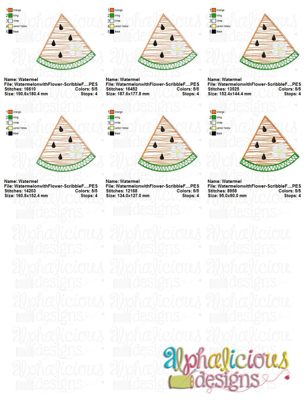 Watermelon with Flower- Scribble Fill