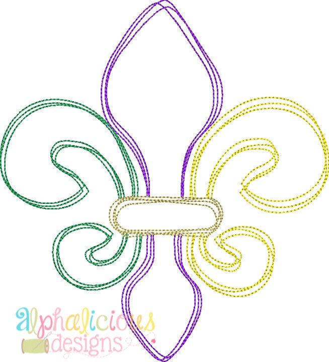 Mardi Gras Fleur De Lis Scribble Applique Design