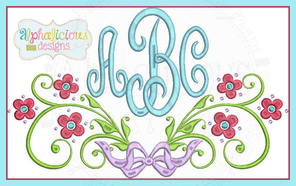 Cherry Blossom Laurel Monogram Frame with bow
