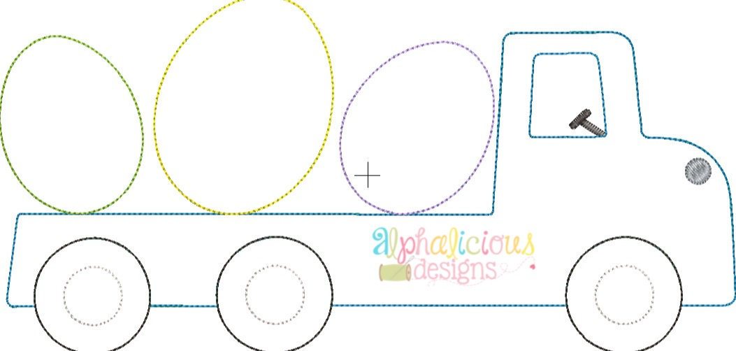 Flatbed Truck with Easter Eggs Applique - Triple Bean