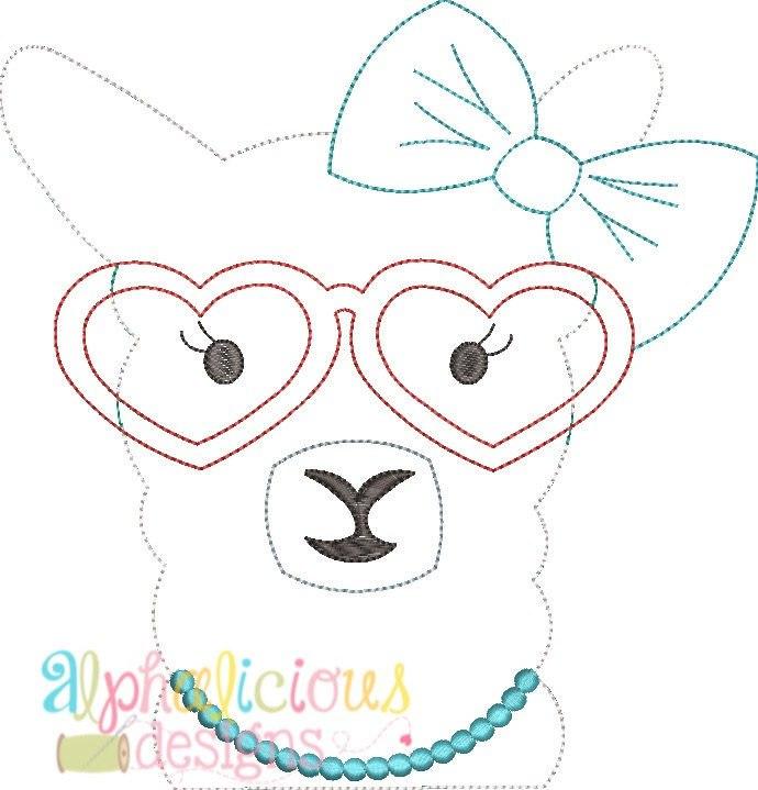 Llama Lady Applique Design - Triple Bean