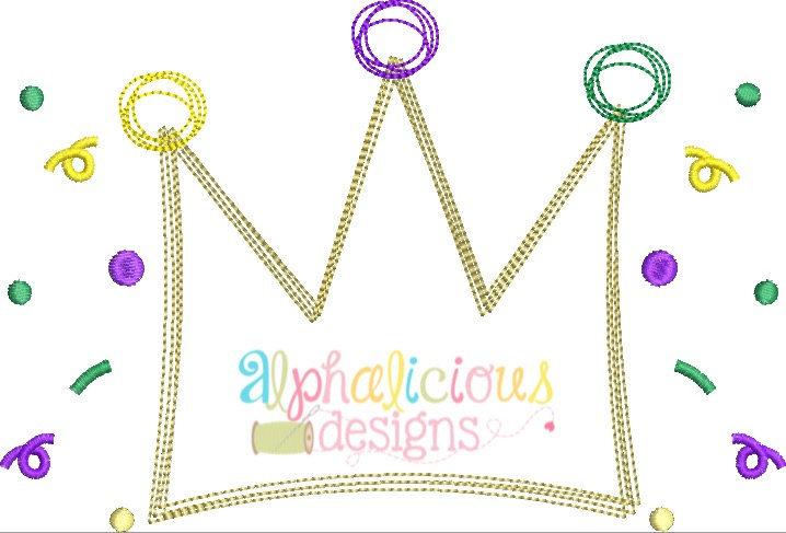 Mardi Gras Crown Scribble Applique Design