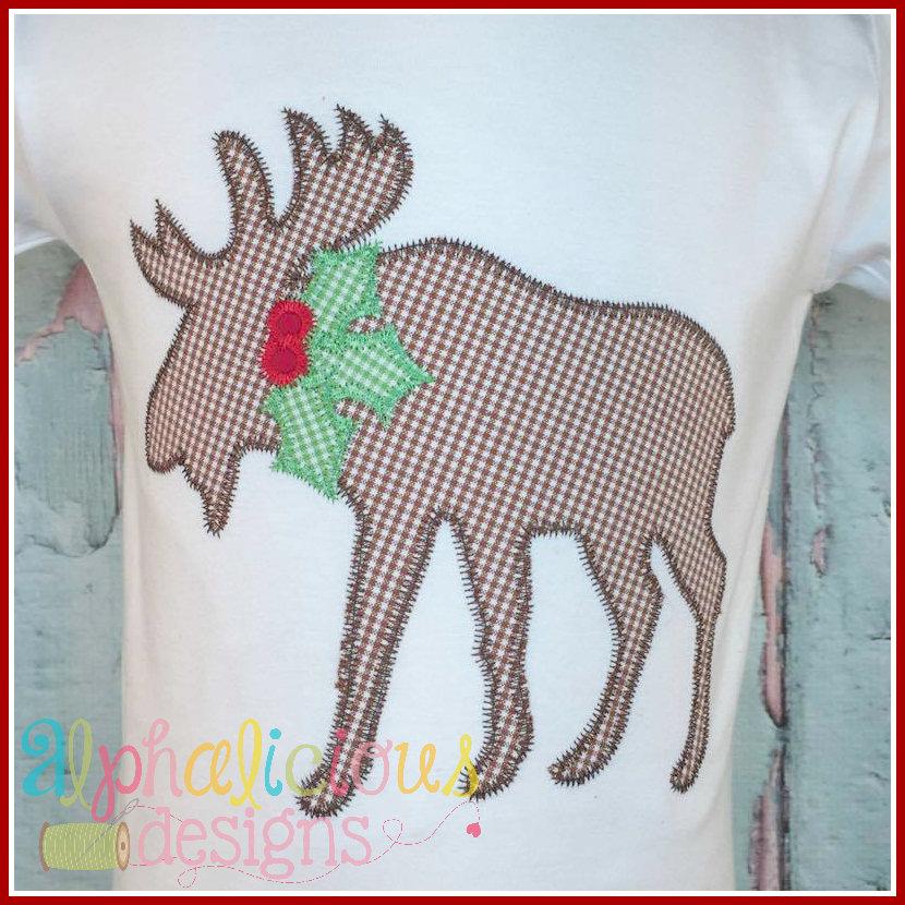 Holly Jolly Moose-Zig Zag- Applique Design