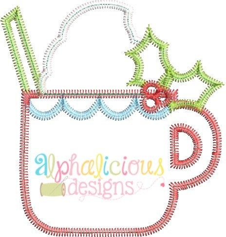 Holiday Latte Cup Applique- Zig Zag