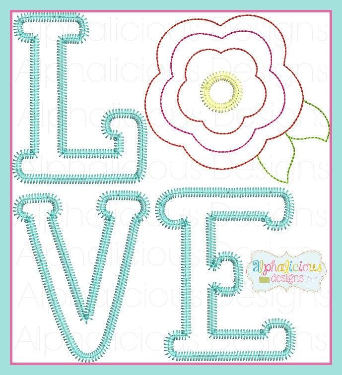 LOVE Applique Design with Vintage Flower