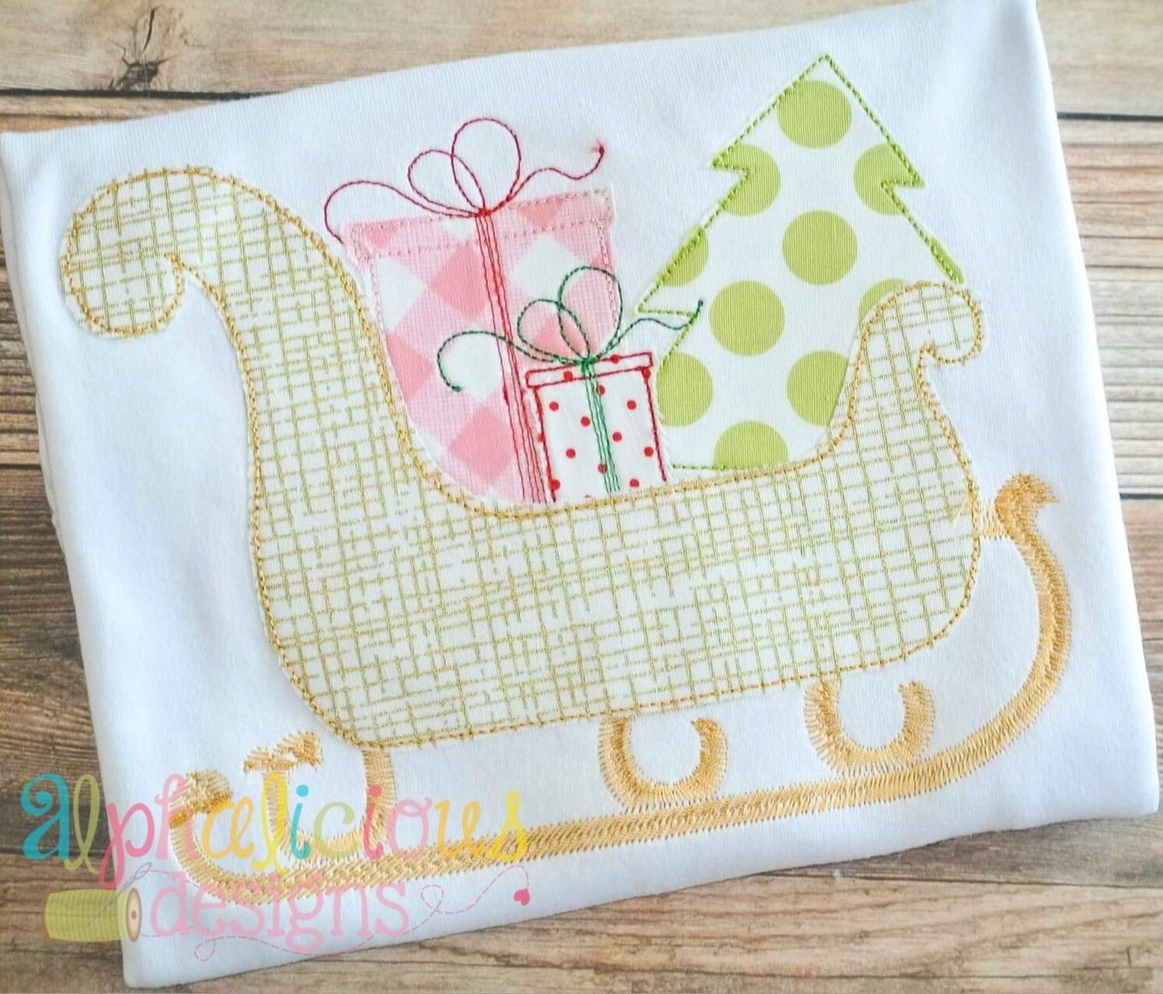 Santa's Sleigh-Triple Bean-Applique