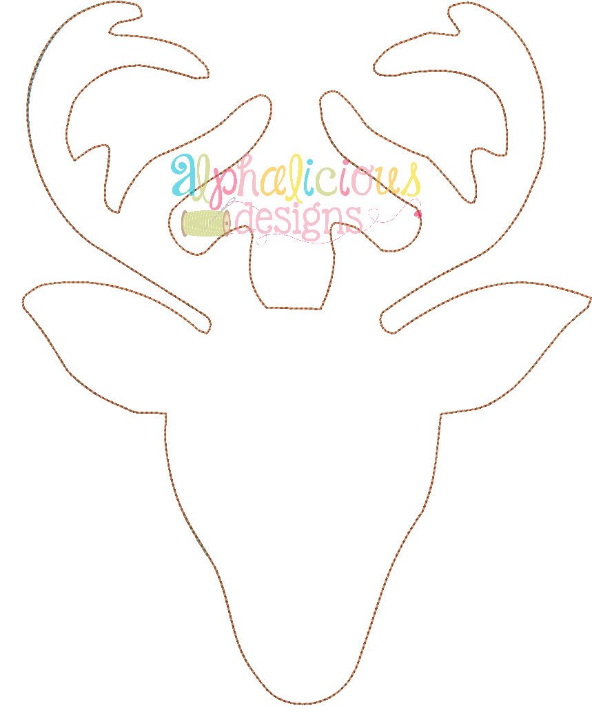 Simple Deer Head Applique-Triple Bean
