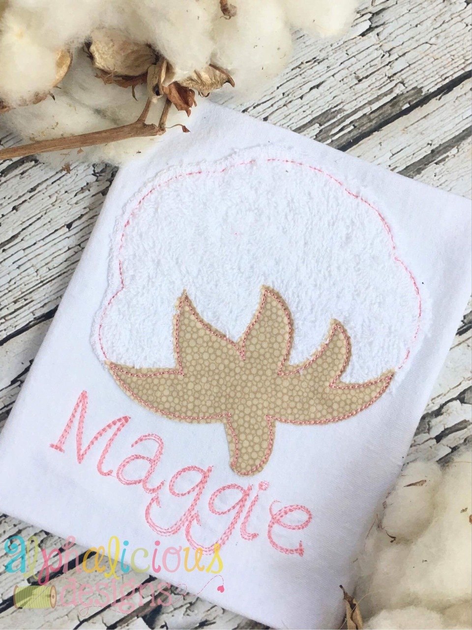 Wild West Cotton Boll- Triple Bean-Applique