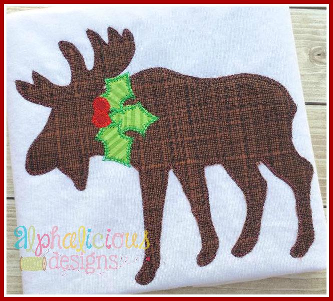 Holly Jolly Moose-Blanket Applique Design