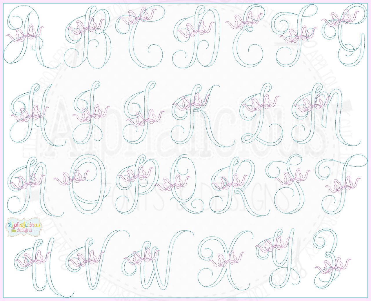 Vintage Bow Embroidery Font