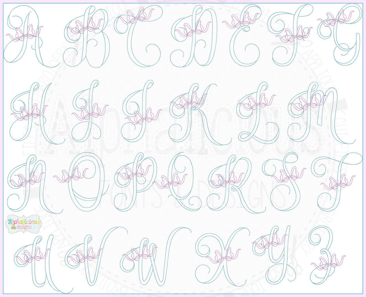Vintage Bow Embroidery Font
