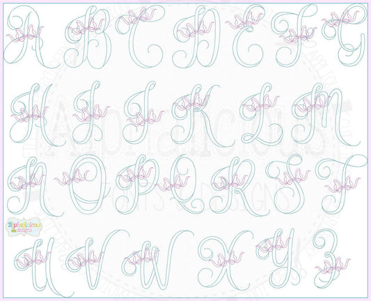 Vintage Bow Embroidery Font