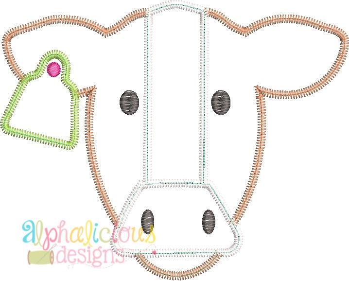 Farm Cow Applique Design - Zig Zag