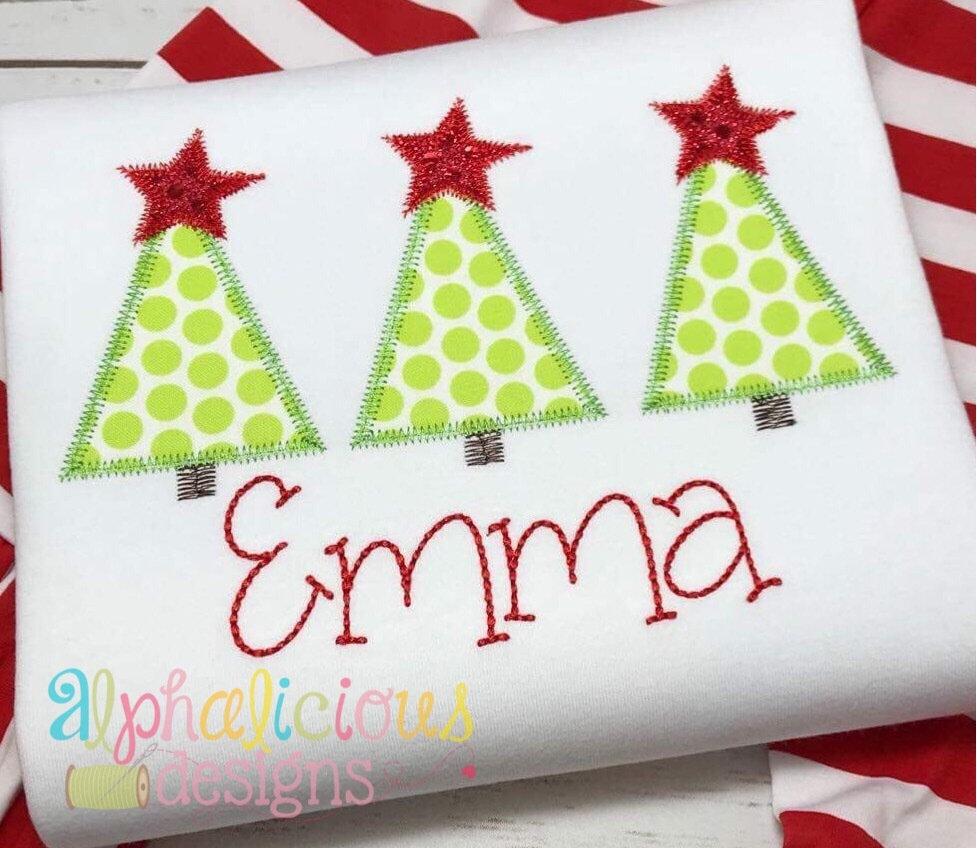 Holiday Star Tree Trio-ZigZag-Applique