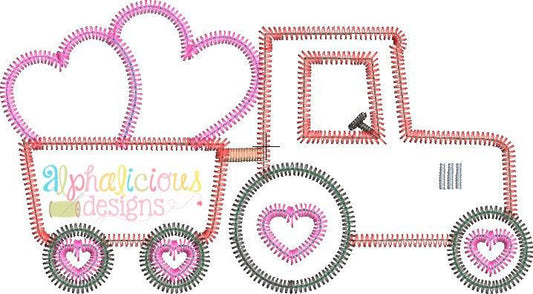 Valentine Tractor Applique Design- ZigZag