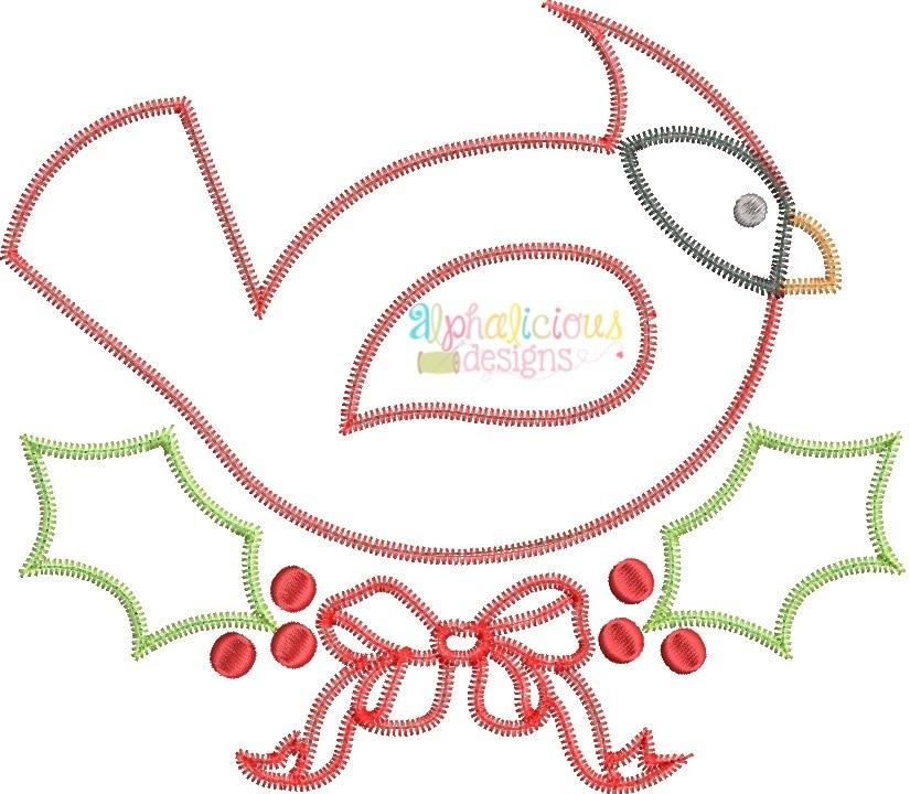 Christmas Cardinal-ZigZag-Applique