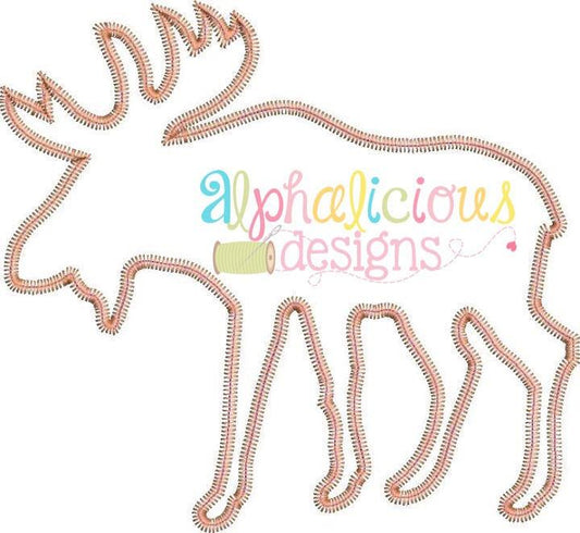 Woodlands Moose Applique - Zig Zag